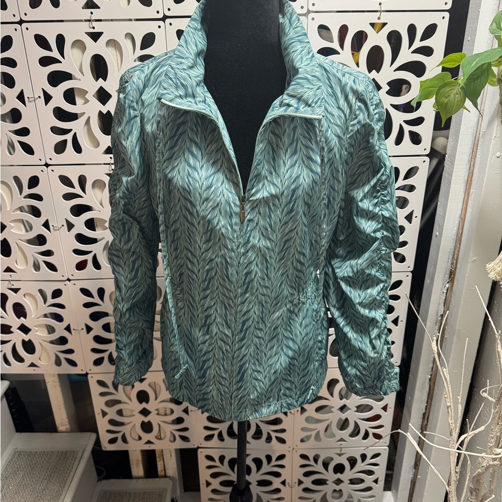 St. John Teal Leaf Patterned Jacket - image 1